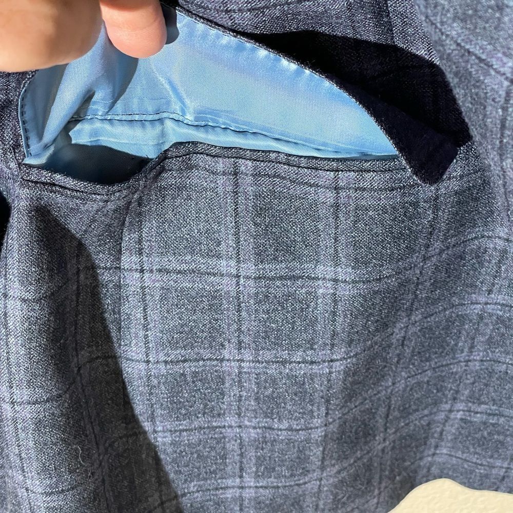 Classic Navy Checkered Blazer - Picture 3 of 8